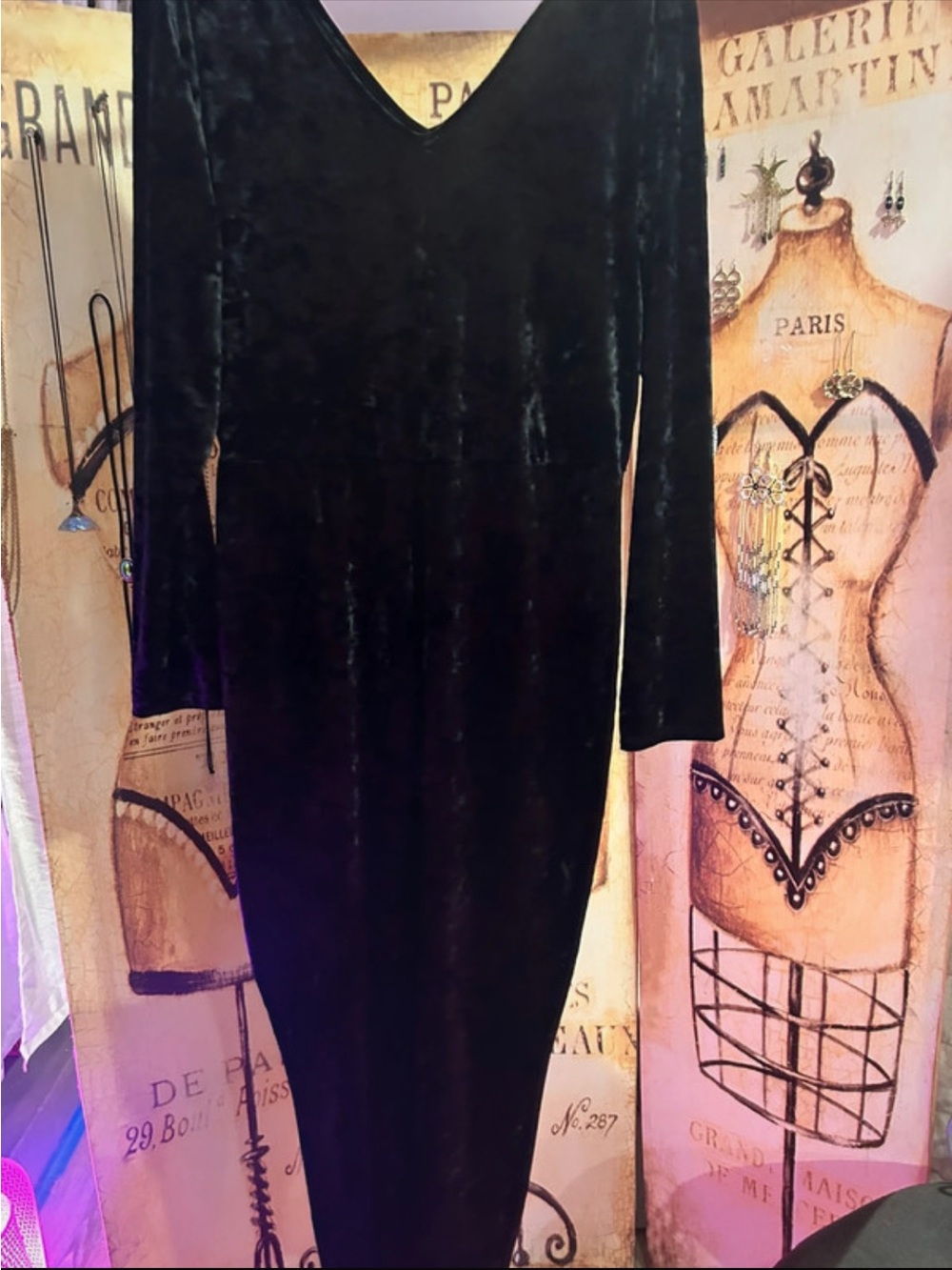 torrid Black Velvet V-Neck Long Sleeve Dress